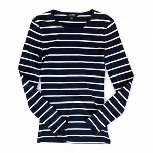 100% Cotton Ralph Lauren Navy and White Striped Top